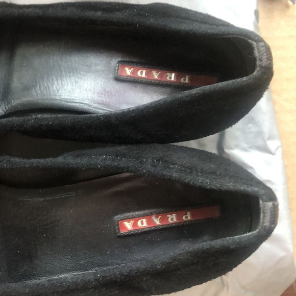 Authentic Prada Black Suede Peep-Toe Flats with Slight Heel - Picture 8 of 10